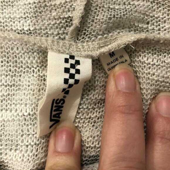 VANS Gray and Off White Sheer Sweater Hoodie Size Medium - Picture 6 of 6